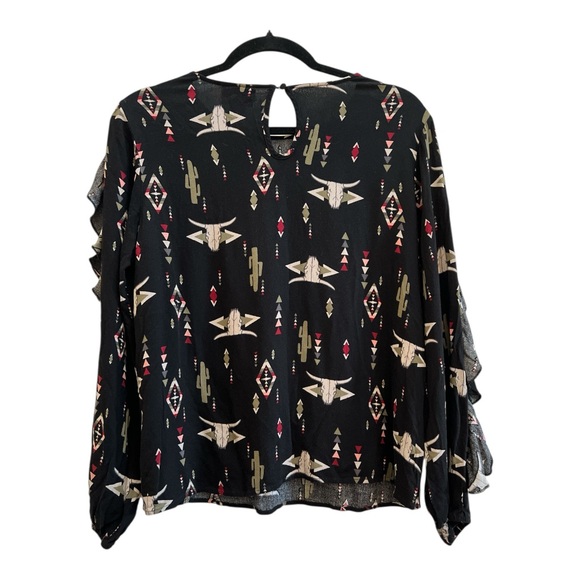 EUC Ariat Black Patterned Women's Blouse - Picture 3 of 6